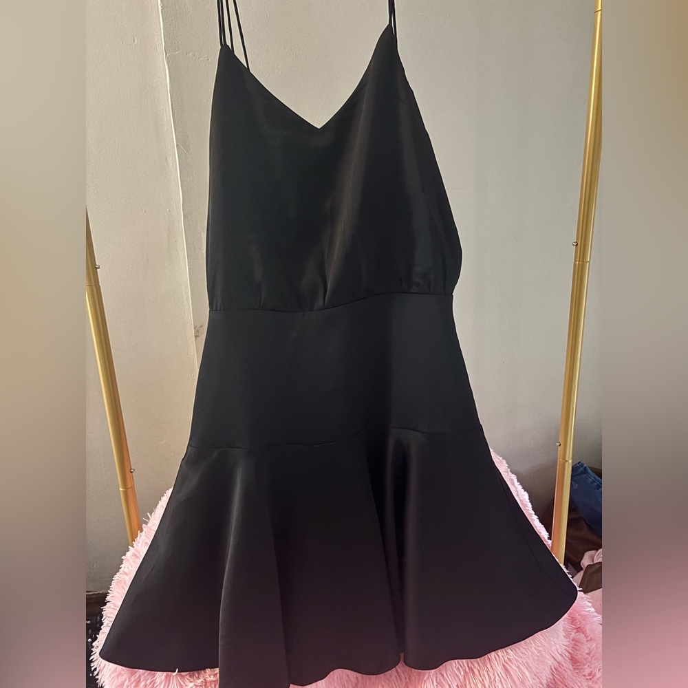 Black Satin Mini Dress with Spaghetti Straps